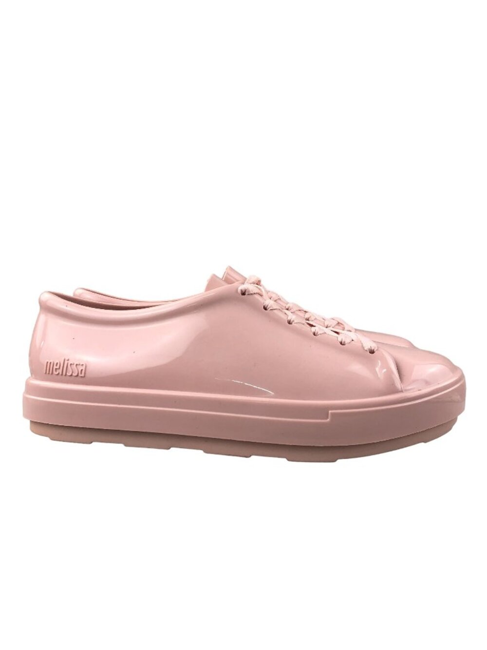 Melissa Women's Size 8 Be Glossy Jelly Pink Lace-Up Low Top Casual Sneakers